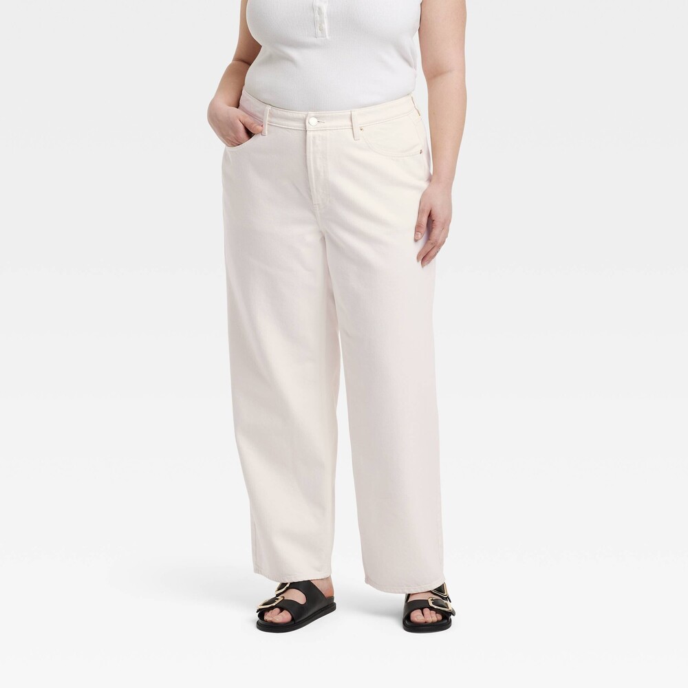 Mid-Rise 90's Baggy Jeans - White 14